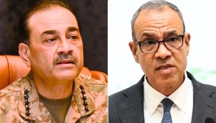 Chief of Army Staff (COAS) Field Marshal Asim Munir (left) and Egyptian Foreign Minister Dr Badr Ahmed Mohamed Abdelatty. — ISPR/Reuters