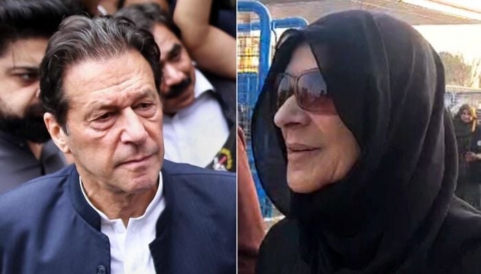 Pakistan Tehreek-e-Insaf (PTI) founder Imran Khan (left) and his sister Uzma Khan. — APP/Screengrab via YouTube/Geo News