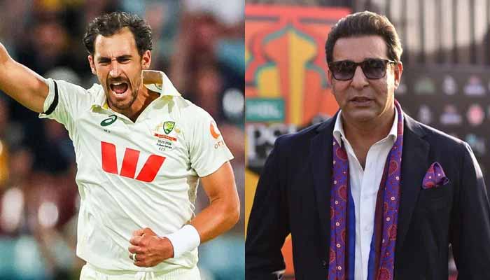 This collage of pictures shows Australias Mitchell Starc and former Pakistan cricketer Wasim Akram. — AFP/PCB