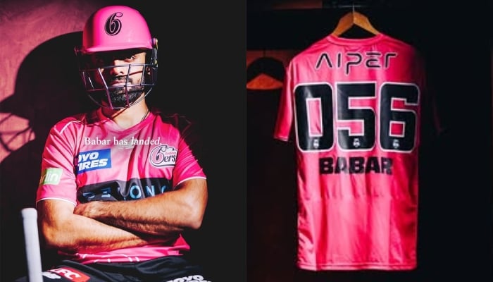 Babar Azam poses in Sydney Sixers kit. — Instagram@sixersbbl