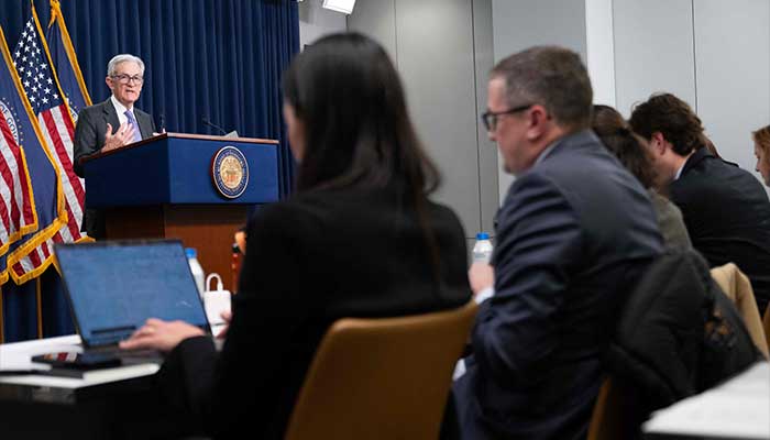US Federal Reserve Board Chairman Jerome Powell speaks a news conference following a Federal Open Market Committee (FOMC) meeting in Washington, DC, on December 10, 2025. — AFP
