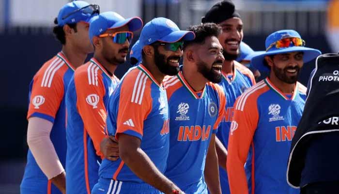 India players celebrate after winning the match ICC T20 World Cup 2024. — Reuters/File