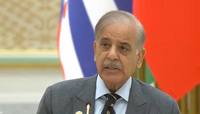PM Shehbaz Sharif addresses forum dedicated to the International Year of Peace and Trust 2025, the International Day of Neutrality, and the 30th Anniversary of Permanent Neutrality on December 12, 2025. — Screengrab via Geo News