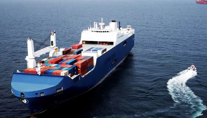 This representational image shows a French patrol boat sails next to the Bahri-Yanbu, a Saudi Arabian cargo ship. — Reuters/File