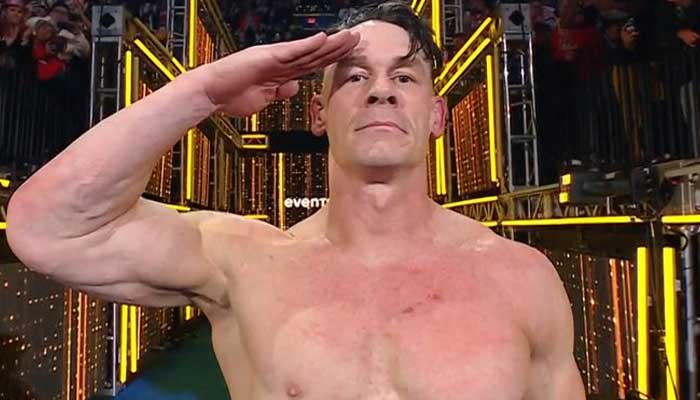 WWE wrestler John Cena gestures after his final match on December 14, 2025. — X@WWE