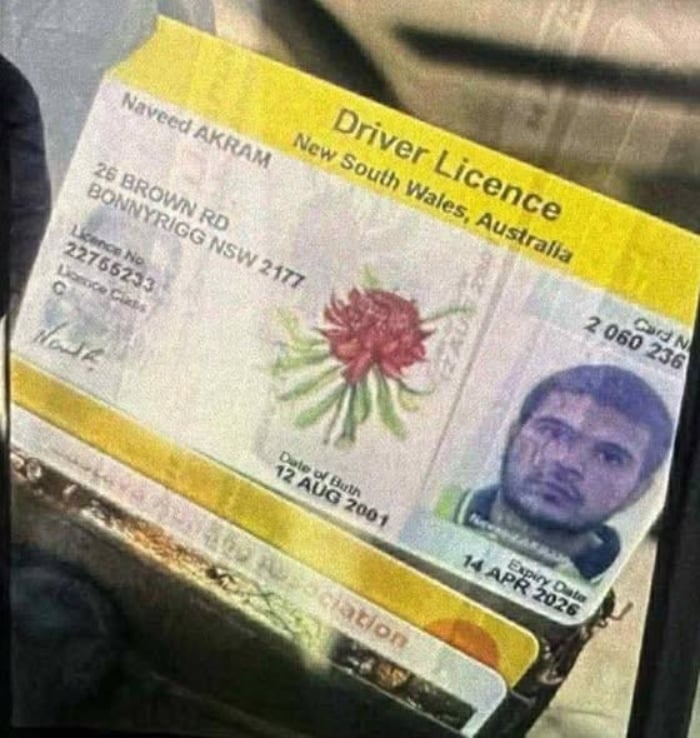Image of the driving license of the alleged shooter Naveed Akram. — Facebook