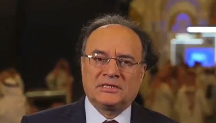 Finance Minister Muhammad Aurangzeb giving an interview to CNN Business Arabia. — X/@kschehzad/screengrab