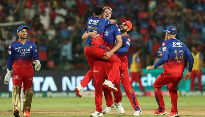 Australian all-rounder Cameron Green celebrates with his team-mates after taking wicket in this undated image. — BCCI