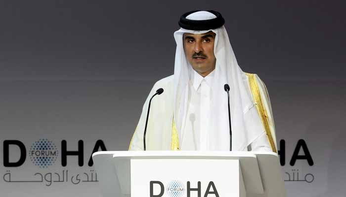 Qatari Emir Sheikh Tamim bin Hamad al-Thani speaks during the Doha Forum, in Doha, Qatar March 26, 2022. — Reuters
