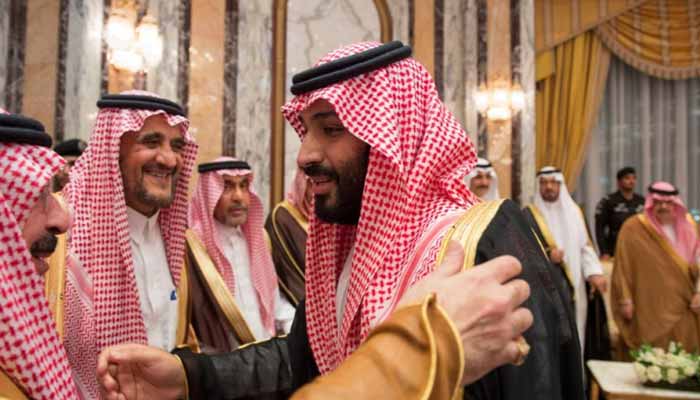 Saudi Arabias Crown Prince Mohammed bin Salman (R) speaks with members of the royal family during an allegiance pledging ceremony in Mecca, Saudi Arabia June 21, 2017. — Reuters