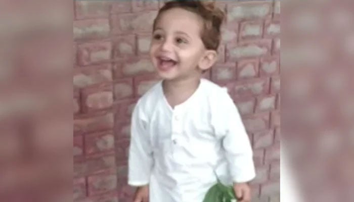 This still taken from a video shows two-year-old boy who died after falling into an open sewage pit in Layyah district. — YouTube/Geo News/screengrab