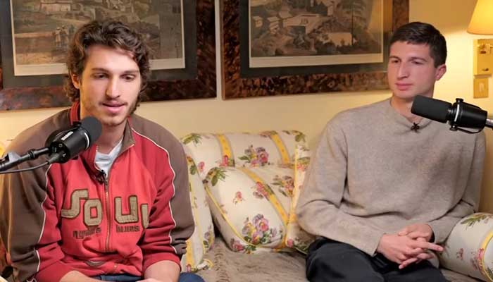 PTI founder Imran Khans sons Kasim Khan (left) and Sulaiman Khan speak during an interview with Sky News. — Sky News