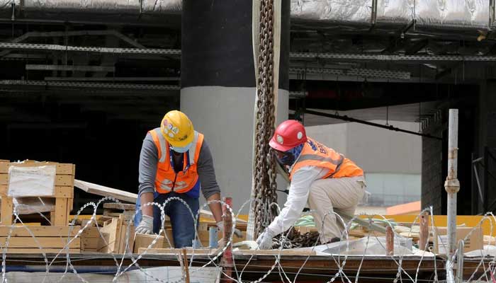 Foreign workers at a construction site in Riyadh, Saudi Arabia, May 7, 2020. — Reuters