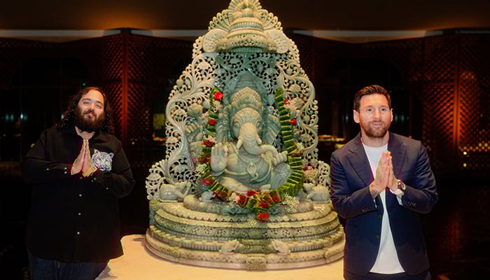 Argentina and Inter Miamis Lionel Messi and Anant Ambani, son of Indian billionaire Mukesh Ambani, pose at a Reliance campus in Jamnagar, Gujarat, India, December 16, 2025. — Reuters