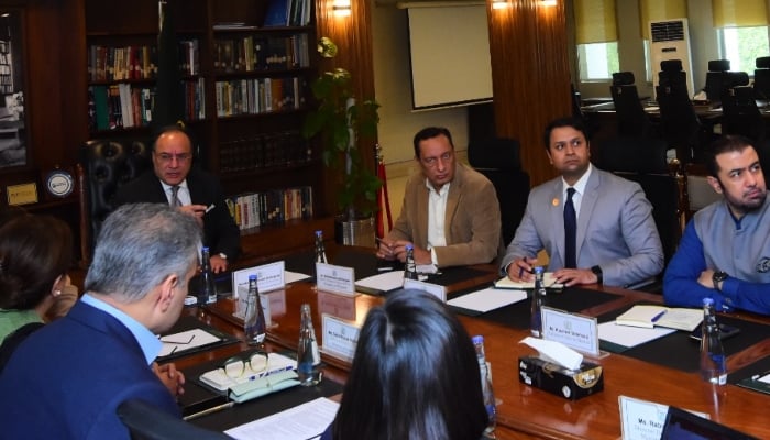 Finance Minister Muhammad Aurangzeb chairs a meeting at Finance Division, Islamabad, December 19, 2025. — X@Financegovpk