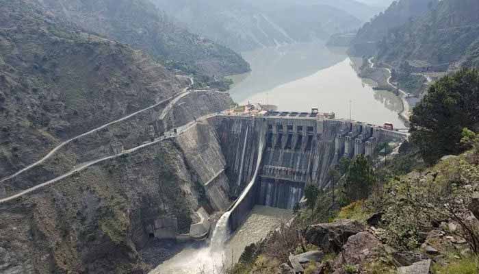 A view of Baglihar Dam on the Chenab river which flows from IIOJK into Pakistan, at Chanderkote in Jammu region on May 6, 2025. — Reuters