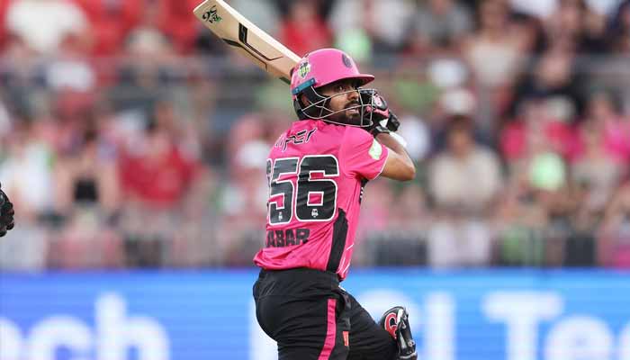 Sydney Sixers Babar Azam plays a shot during their BBL 15 match against Sydney Thunder at the Sydney Showground Stadium in Sydney on December 20, 2025. — Facebook/SydneySixers