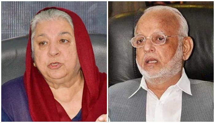 PTI leaders Yasmin Rashid (left) and Ejaz Chaudhry. — Facebook@Dr Yasmin Rashid/APP