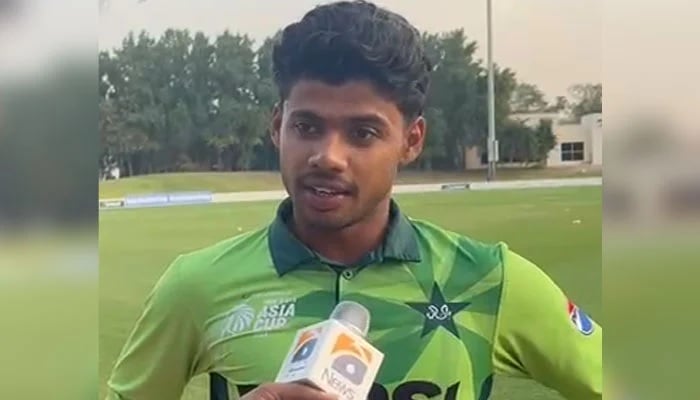 Pakistan Under-19 captain Farhan Yousaf gives an exclusive interview to Geo News on December 21, 2025. — Reporter