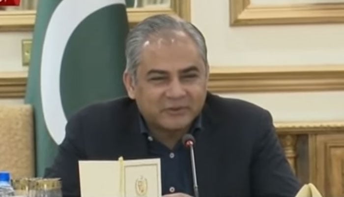 Pakistan Cricket Board (PCB) Chairman Mohsin Naqvi address a banquet ceremony hosted by Prime Minister Shehbaz Sharif in honour of the under-19 Pakistan Cricket team, which won the U19 Asia Cup 2025, on December 22, 2025 in Islamabad. — YouTube/Geo News/screengrab