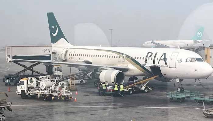 A Pakistan International Airlines (PIA) plane at Allama Iqbal International Airport in Lahore, Pakistan January 29, 2024.— Reuters