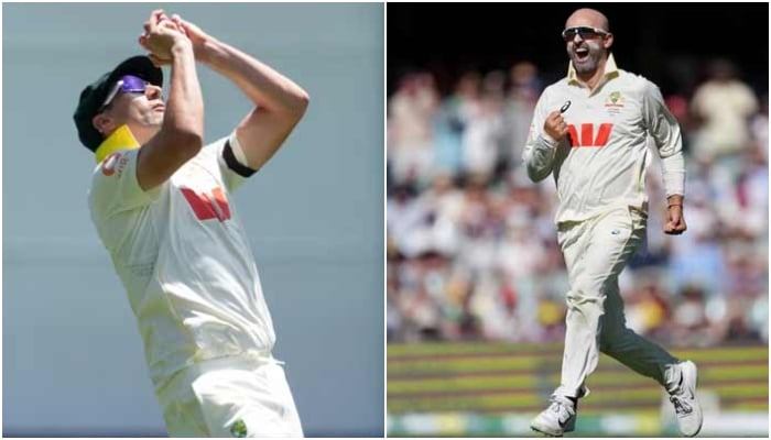 Australian skipper Pat Cummin (left) and Nathan Lyon (right) in undated pictures. — Reuters