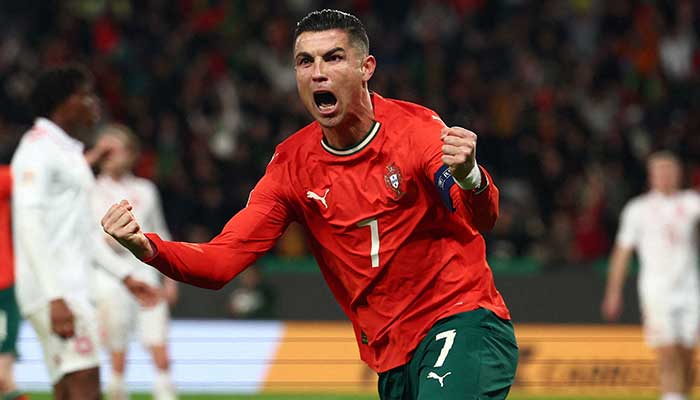 Portugals Cristiano Ronaldo celebrates scoring a goal. — Reuters/File