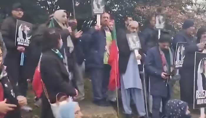 Protesters take part in a demonstration in Bradford, UK. — X@MurtazaViews
