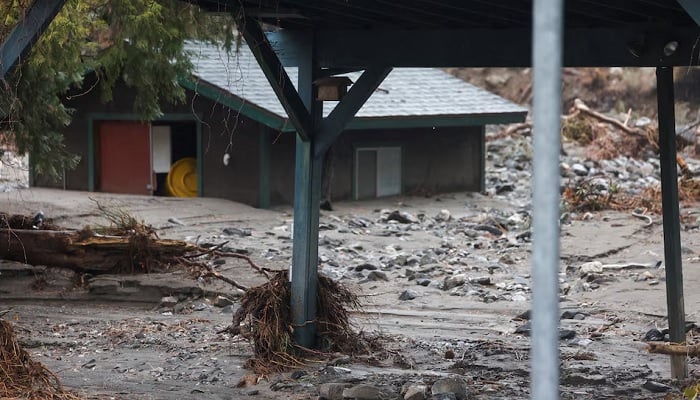 Debris covers the ground as heavy rains fall due to an atmospheric river, in Wrightwood, California, US, December 26, 2025. — Reuters