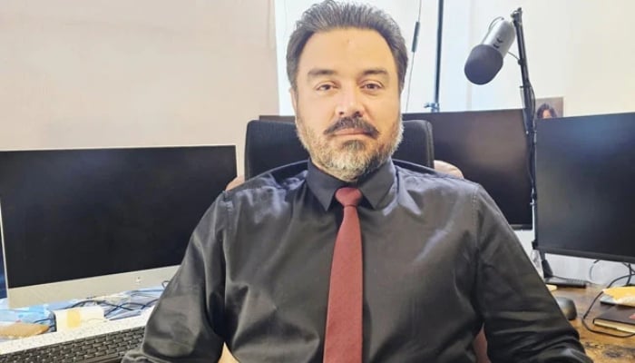 Adil Raja pictured during his online court appearance. — Geo News