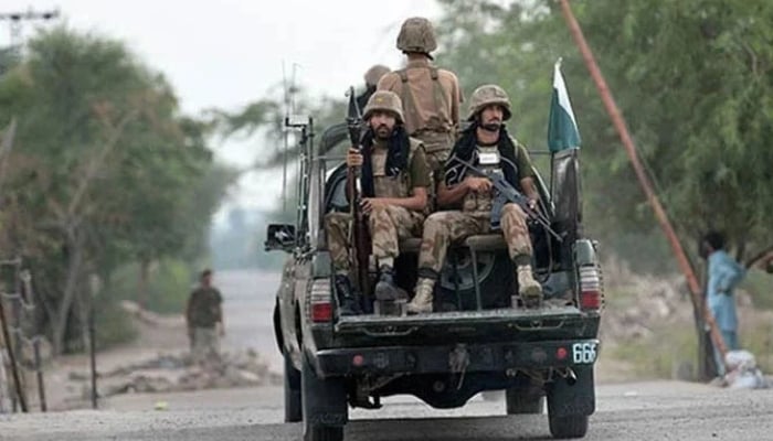 Pakistan Army soldiers patrol in Khyber Pakhtunkhwa in this undated image. — AFP/ File