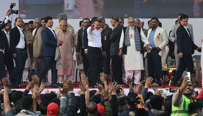 Bangladesh Nationalist Party (BNP) acting chairman Tarique Rahman waves towards his supporters after his return from London, in Dhaka, Bangladesh, December 25, 2025. — Reuters