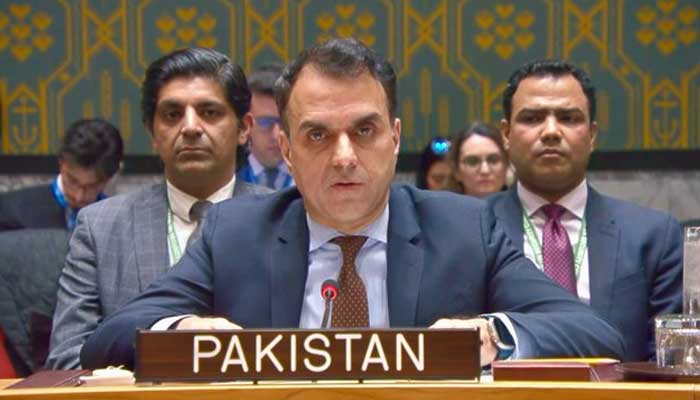 Pakistans Acting Permanent Representative to UN Ambassador Usman Jadoon addresses the United States Security Councils briefing on Israels recognition of Somalias Somaliland region on December 29, 2025. — X/@PakistanUN_NY