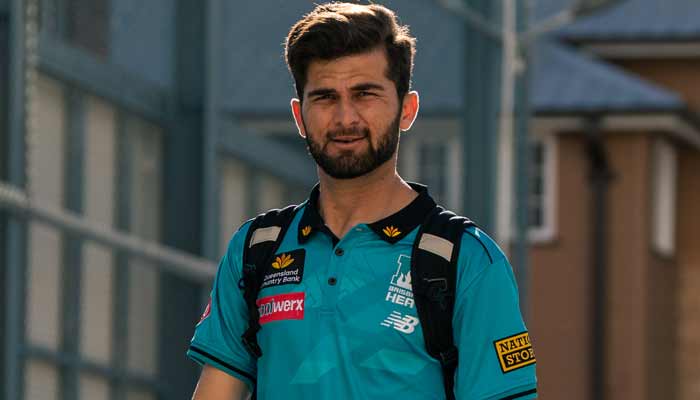 Left-arm pacer Shaheen Shah Afridi walks in an undated picture during the Big Bash League (BBL) 15.— X/@HeatBBL