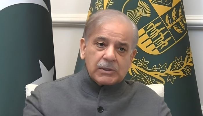 Prime Minister Shehbaz Sharif addresses an event in Islamabad on December 31, 2025. —Geo News/YouTube/screengrab