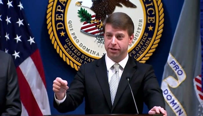 Russ Ferguson, US Attorney for the Western District of North Carolina, talks to reporters during a press conference on Jan 2, 2026. — Reuters