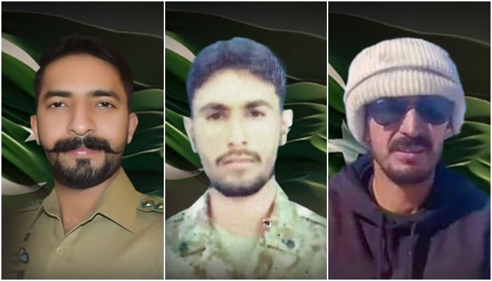 (From left to right) Captain Asmad Shaheed, Sepoy Rizwan Shaheed and machine operator Essa Shaheed. — ISPR