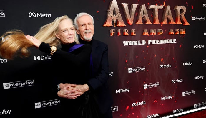 Director James Cameron and his wife, Suzy Amis Cameron, attend the premiere for the film Avatar: Fire and Ash, in Los Angeles, California, U.S., December 1, 2025. — Reuters