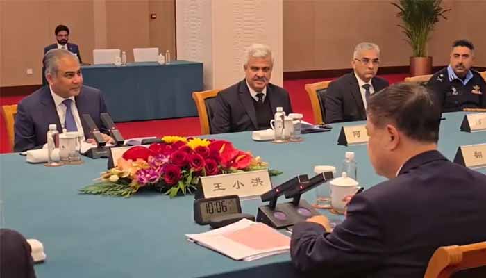 Interior Minister Mohsin Naqvi meets his Chinese counterpart, Wang Xiaohong, at China’s Ministry of Public Security on January 7, 2026. — X@MOIofficialGOP