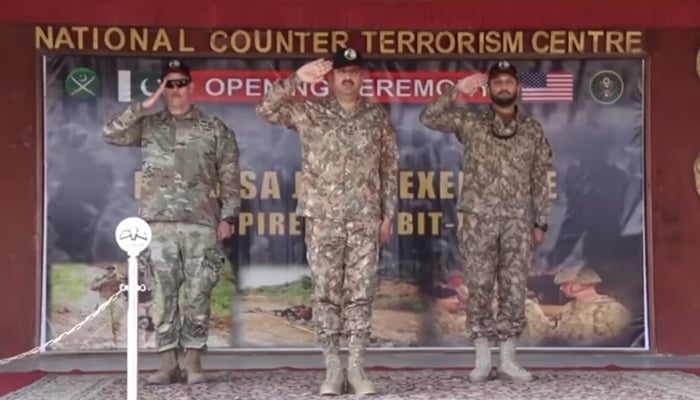 Pakistan and US troops at the 13th Pakistan-United States bilateral joint exercise, Inspired Gambit–2026, at the National Counter Terrorism Centre (NCTC), Pabbi. — Screengrab via ISPR