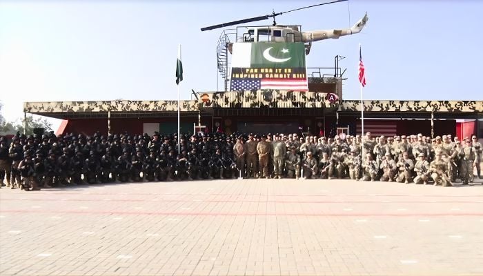 Pakistan and US troops at the 13th Pakistan–United States bilateral joint exercise, Inspired Gambit–2026, at the National Counter Terrorism Centre (NCTC), Pabbi. — Screengrab via ISPR