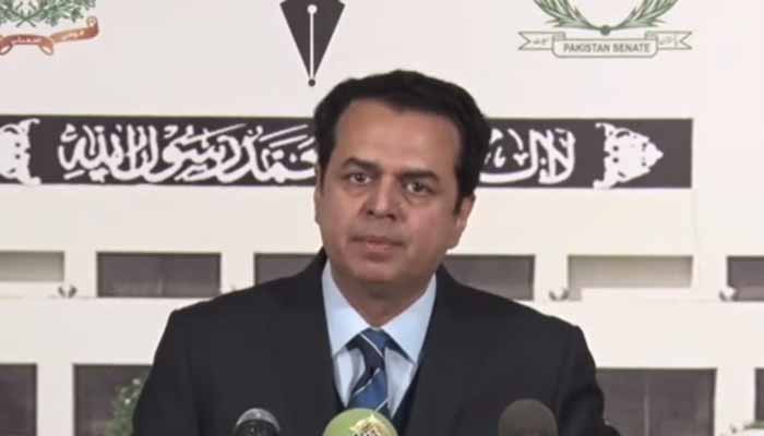 Minister of State for Interior Talal Chaudhry speaks during a press conference outside the Parliament House, Islamabad, January 12, 2026. — Screengrab via YouTube/Geo News