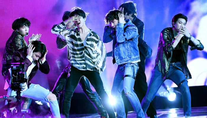 BTS performs onstage during the 2018 Billboard Music Awards at MGM Grand Garden Arena. — AFP