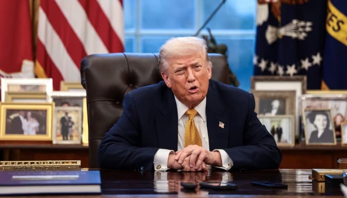 President Trump is interviewed in the Oval Office on Wednesday. — Reuters