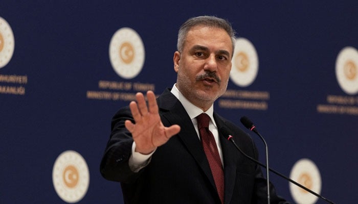 Turkish Foreign Minister Hakan Fidan speaks during a press conference in Istanbul, Turkiye, January 15, 2026. — Reuters