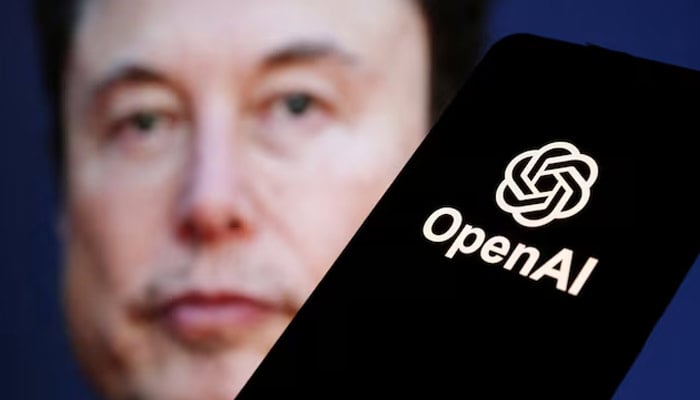 OpenAI logo is seen in front of Elon Musk photo in this illustration taken March 11, 2024.— Reuters