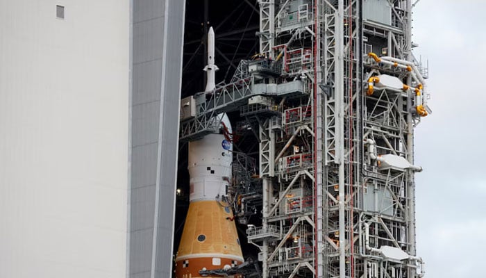 The Orion crew capsule exits the vehicle assembly building at the Kennedy Space Center in Cape Canaveral, Florida, US on January 17, 2026. — Reuters