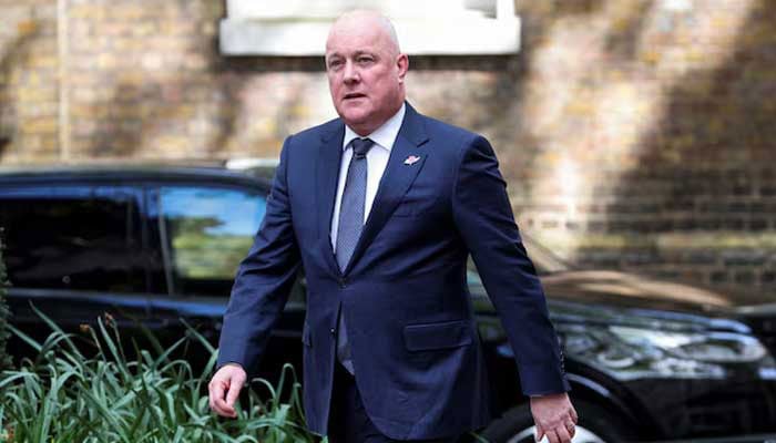 New Zealands Prime Minister Christopher Luxon walks at Downing Street to meet Britains Prime Minister Keir Starmer, in London, Britain, April 22, 2025. — Reuters