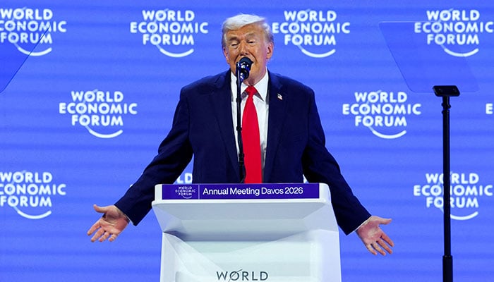 US President Donald Trump speaks during the 56th annual World Economic Forum (WEF) meeting in Davos, Switzerland, January 21, 2026. — Reuters