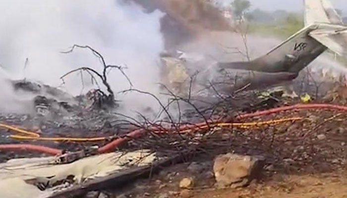 Flames can be seen after a plane carrying Ajit Pawar and others crashed on January 28, 2026. — X@PTI_News — TribuneIndia